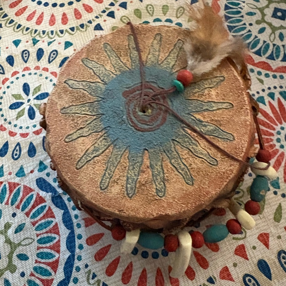 Handcrafted Bohemian storage with Feathers. Southwestern Themed.